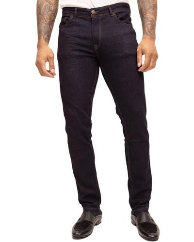 Ron Tomson Modern Contrast Stitch Zip Fly Jeans - Blue