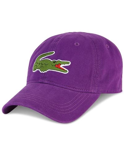 Lacoste Men's Large Croc Gabardine Cap - Purple