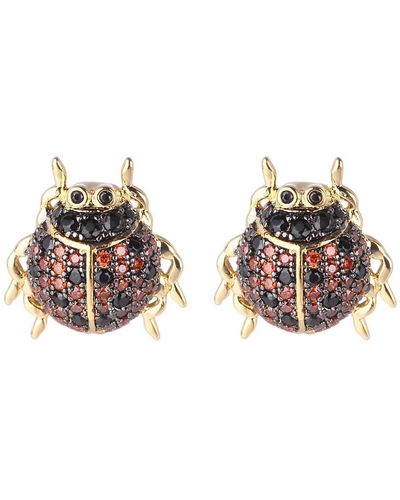 Noir Jewelry Red/black Cubic Zirconia Ladybug Stud Earring - Metallic