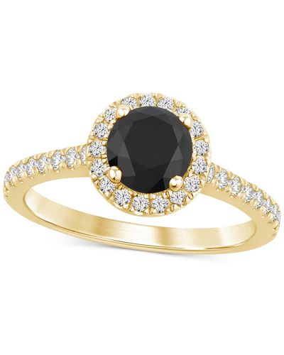 Macy's Black & White Diamond Halo Engagement Ring (1-3/8 Ct. T.w. - Metallic