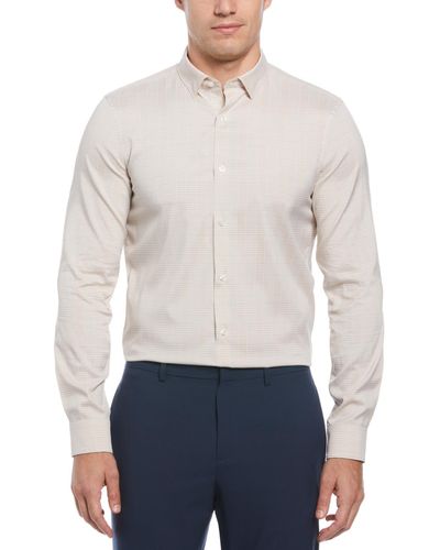 Perry Ellis Slim-fit Stretch Glen Plaid Button-down Shirt - White