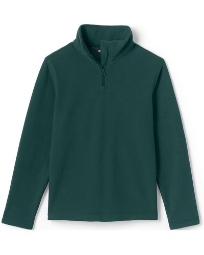 Lands' End Girls School Uniform Lightweight Fleece Quarter Zip Pullover - Green