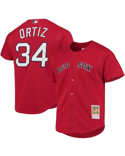 Mitchell & Ness David Ortiz Boston Sox Cooperstown Collection Mesh Batting Practice Jersey - Red