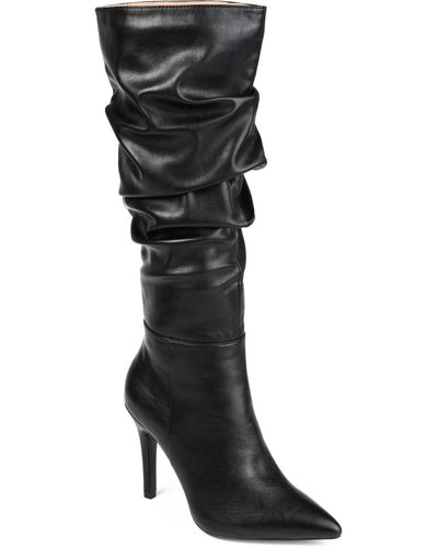 Journee Collection Sarie Ruched Stiletto Boots - Black