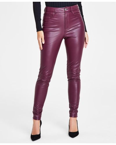 INC International Concepts Faux-leather Skinny Pants - Red