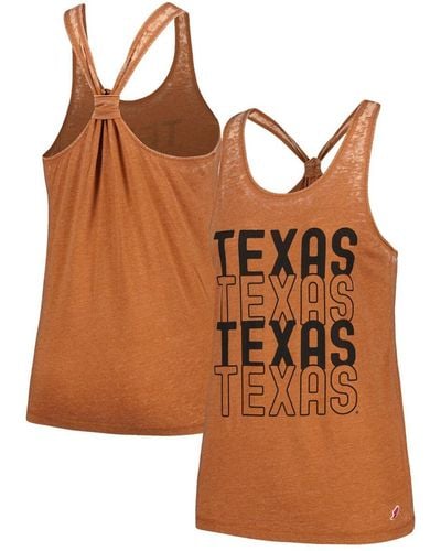 League Collegiate Wear Texas Longhorns Stacked Name Racerback Tank Top - Brown