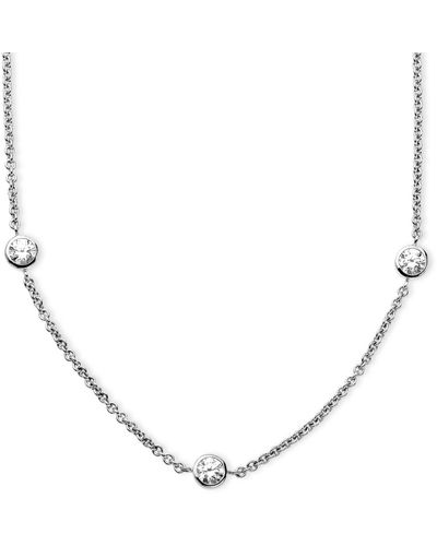 Arabella Sterling Silver Necklace, White Round-cut Cubic Zirconia 7-station Necklace (3-1/6 Ct. T.w.) - Natural