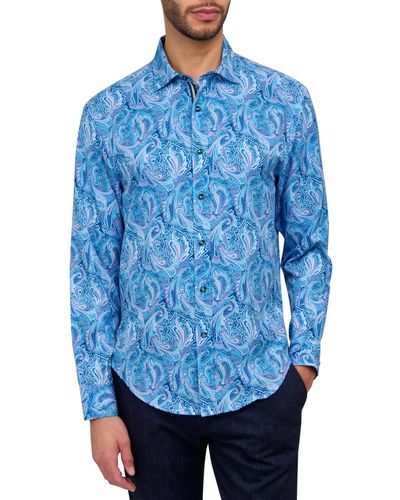 Society of Threads Performance Stretch Paisley Shirt - Blue