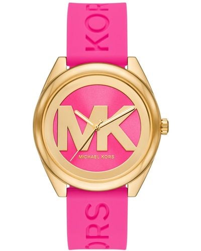 Michael Kors Janelle Three-hand Silicone Watch 42mm - Pink