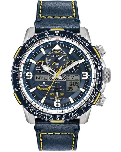 Citizen Eco-drive Analog-digital Chronograph Promaster Blue Angels Skyhawk A-t Blue Leather Strap Watch 46mm - Gray