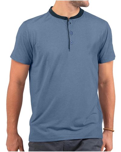 Mio Marino Short Sleeve Henley T-shirt - Blue