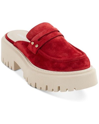 DKNY Luna Slip-on Penny Loafer Flats - Red