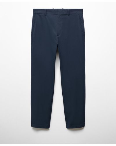 Mango Slim Fit Technical Fabric Pants - Blue