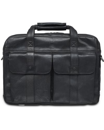 Mancini Buffalo Collection Double Compartment Laptop Briefcase - Black