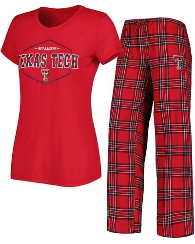 Concepts Sport Red And Black Texas Tech Red Raiders Badge T-shirt And Flannel Pants Sleep Set