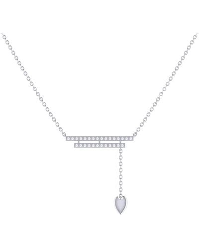 LuvMyJewelry Wrecking Ball Double Bar Adjustable Silver Diamond Lariat Necklace - White