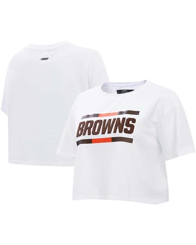 Pro Standard Cleveland Browns New Helmet Capsule Cropped T-shirt - White