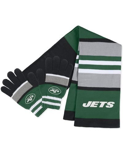 WEAR by Erin Andrews New York Jets Stripe Glove And Scarf Set - Green