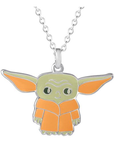 Star Wars Disney The Mandalorian Grogu Silver Plated Necklace - White