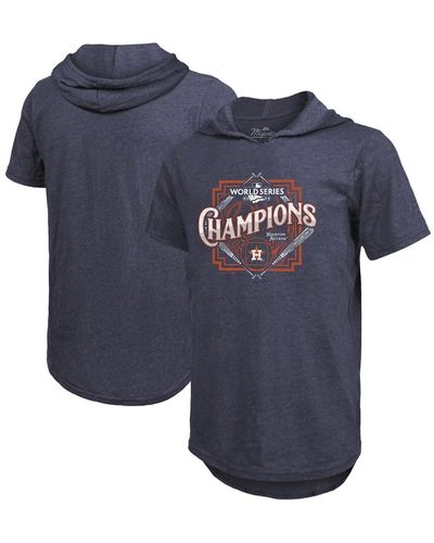 Majestic Threads Houston Astros 2022 World Series Champions Suspect Short Sleeve Hoodie T-shirt - Blue