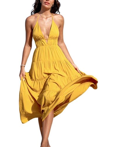 CUPSHE Yellow Halterneck Maxi Beach Dress