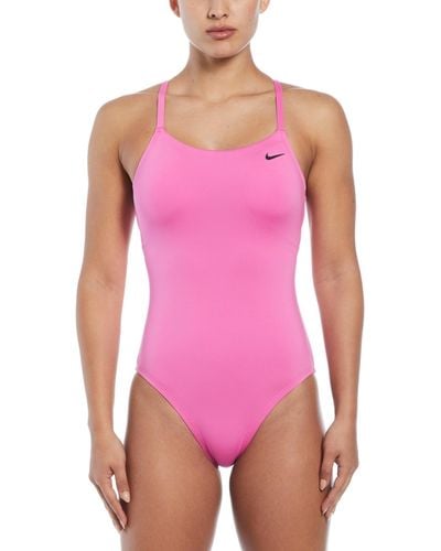 Nike Lace Up Back One-piece Swimsuit - Purple