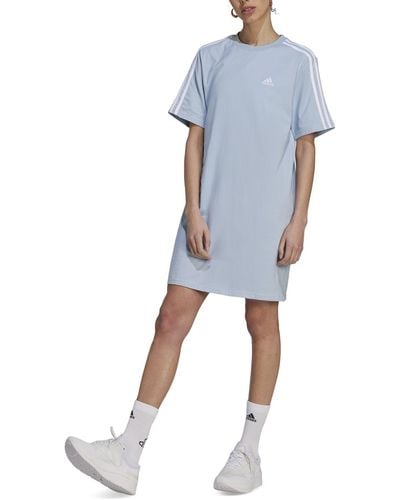 adidas Active Essentials 3-stripes Single Jersey Boyfriend Tee Dress - Blue