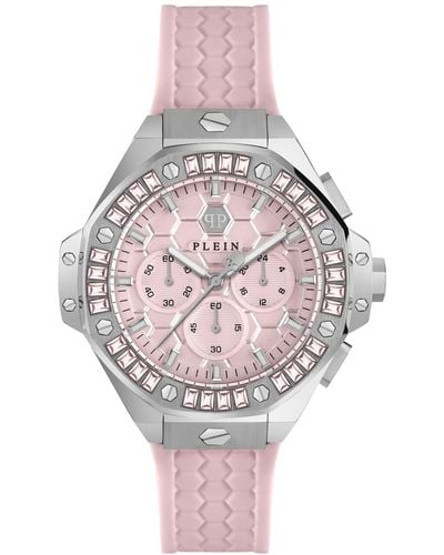 Philipp Plein Chronograph Pink Silicone Strap Watch 42mm - Gray