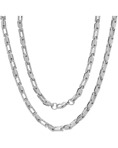 Steeltime Stainless Steel 24" Rounded Bicycle Link Chain Necklaces - Metallic