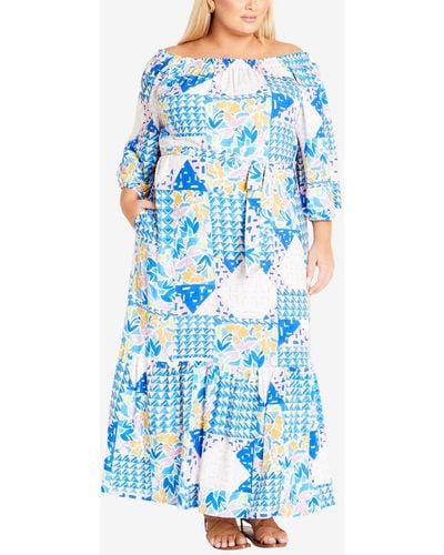 Avenue Plus Size Mia Maxi Dress - Blue