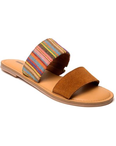 Minnetonka Franky 2-strap Slide Sandals - Brown