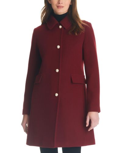 Kate Spade Single-breasted Imitation Pearl-button Wool Blend Coat - Red