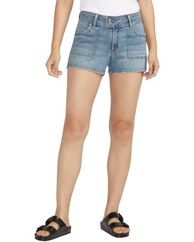 Silver Jeans Co. Suki Mid Rise Curvy Fit Shorts - Blue