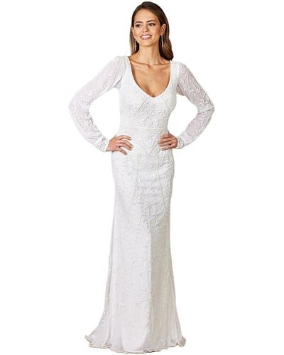 Lara Gigi Romantic Long Sleeve Wedding Dress - White