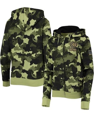 KTZ Chicago Cubs 2022 Mlb Armed Forces Day Camo Full-zip Hoodie - Green