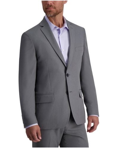 Louis Raphael Men's Straight Fit, Flat-front Hidden Flex Dress Pants in  Gray for Men