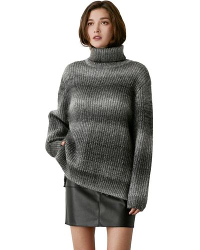 Crescent Ariana Multi Colored Wool-blend Turtleneck Sweater - Gray