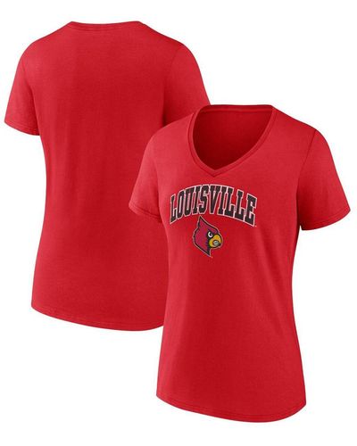 Women's Fanatics Branded Red Louisville Cardinals Evergreen Campus V-Neck T-Shirt