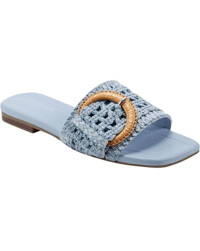 Marc Fisher Loree Square Toe Slip-on Flat Sandals - Blue