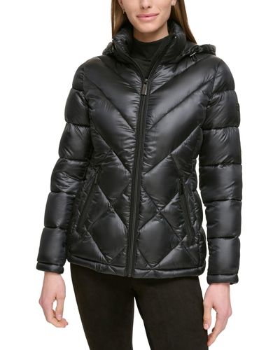 Calvin Klein Shine Hooded Packable Puffer Coat - Black