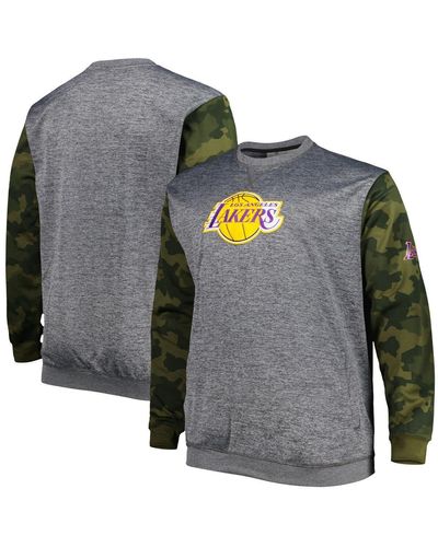 Fanatics Los Angeles Lakers Big And Tall Camo Stitched Sweatshirt - Gray