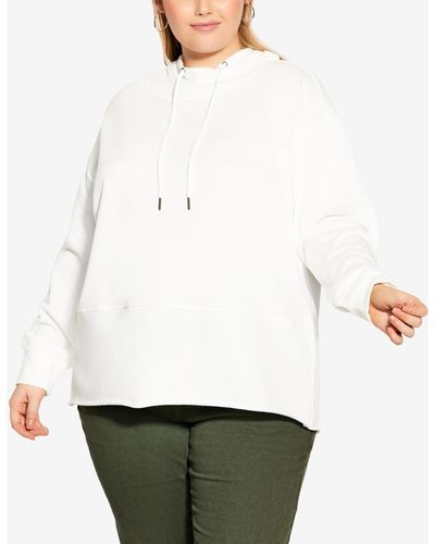 Avenue Plus Size Harley Hoodie Sweater - White