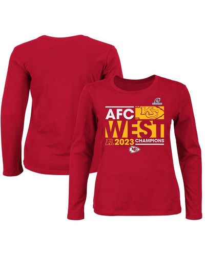 Fanatics Kansas City Chiefs 2023 Afc West Division Champions Plus Size Conquer Long Sleeve Crew Neck T-shirt - Red