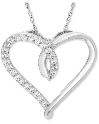 Macy's Diamond Open Heart 18" Pendant Necklace (1/5 Ct. T.w. - White