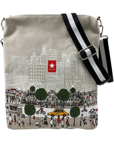 Macy's Chicago Crossbody Canvas Bag - Gray
