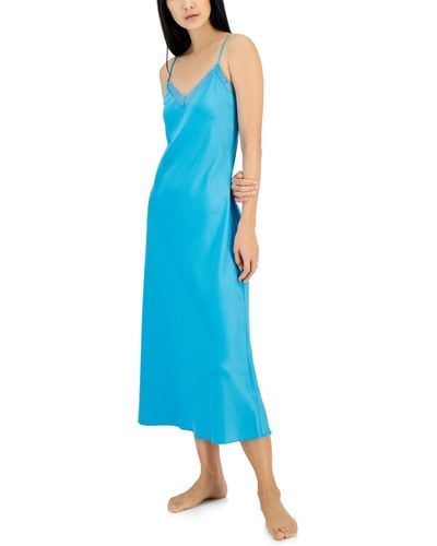 INC International Concepts Lace-trim Satin Nightgown - Blue