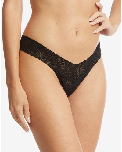 Hanky Panky Animal Instincts Lace Low Rise Thong Underwear - Black
