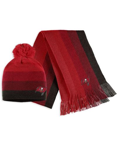 WEAR by Erin Andrews Tampa Bay Buccaneers Ombre Pom Knit Hat And Scarf Set - Red