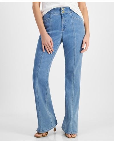 INC International Concepts Petite Flare-leg Front-seam Jeans - Blue