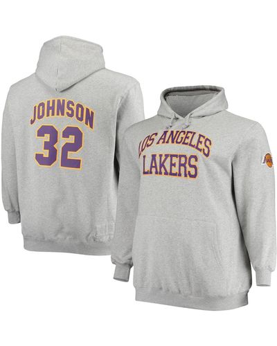 Magic Johnson Los Angeles Lakers Mitchell & Ness Big & Tall Name & Number  Short Sleeve Hoodie - Purple/Gold